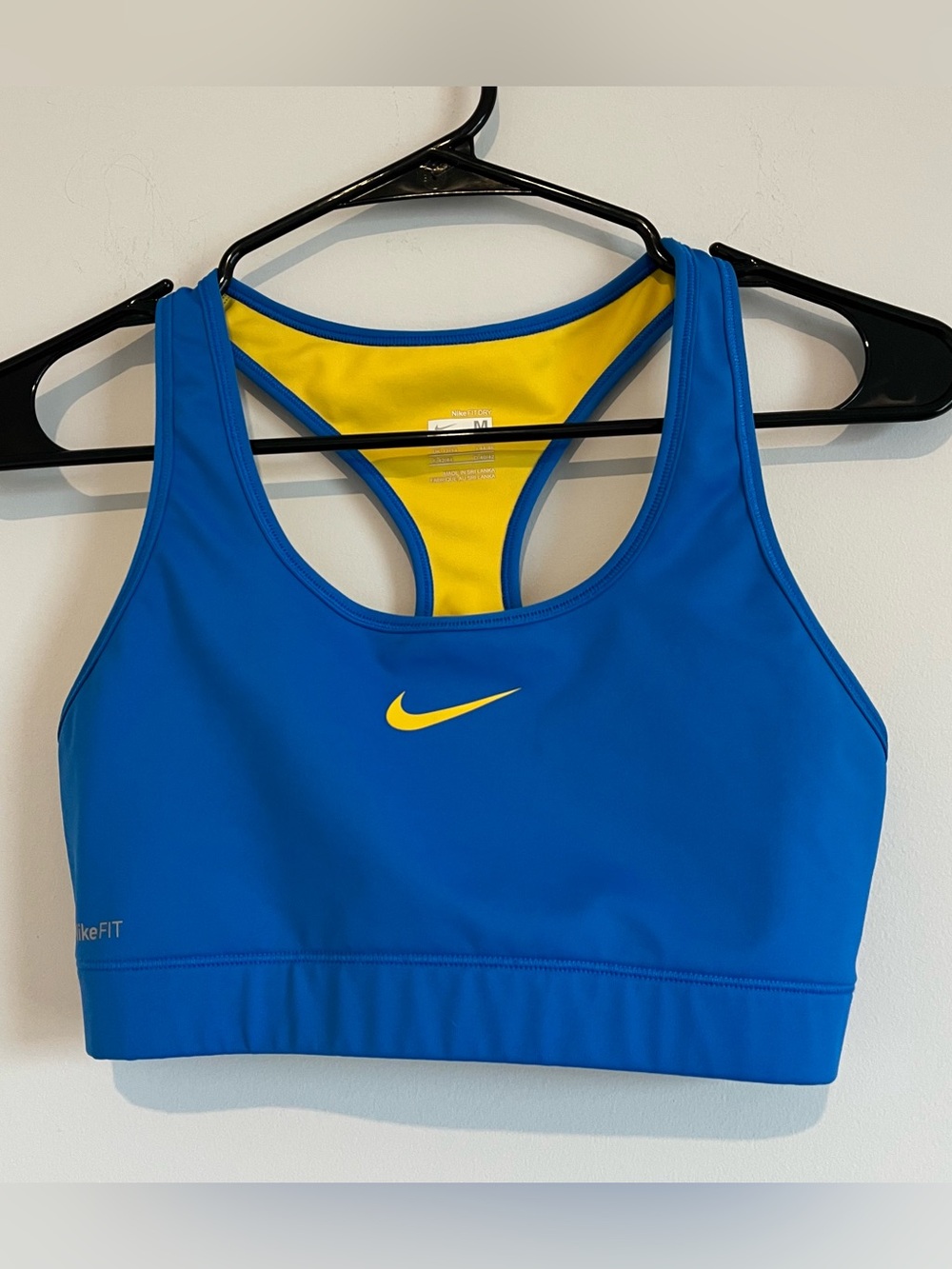 Nike Dri-FIT Blue & Yellow Racerback Sports Bra Size Medium